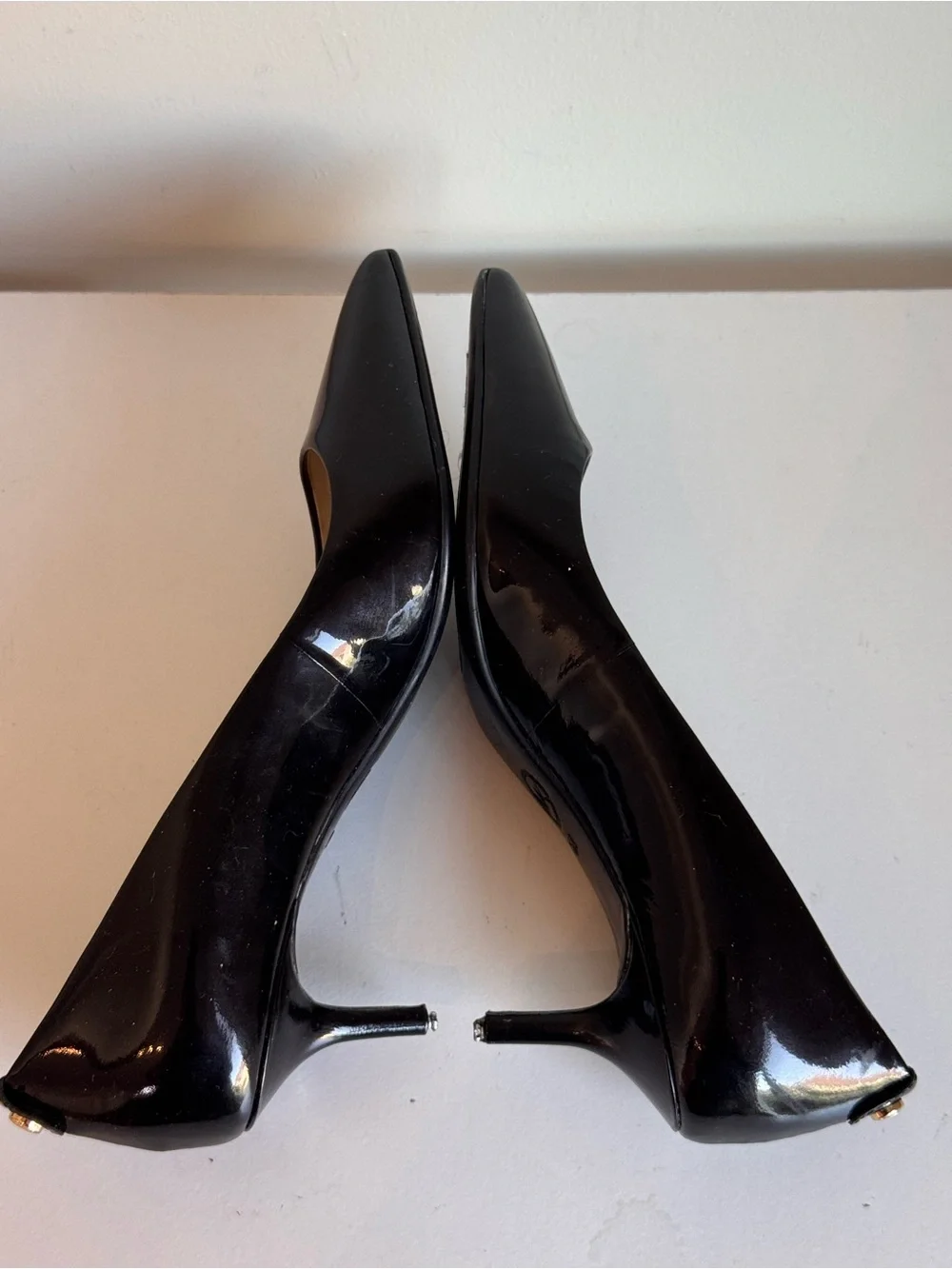 Michael Kors Flex Kitten Pumps Sz 6 Pointed Toe Kitten Heel Black Patent Leather